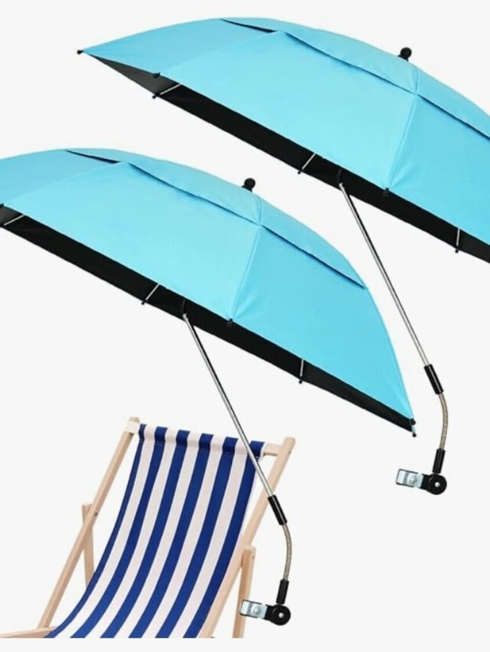 2 Pack 42" Portable Beach Chair Umbrellas-Blue